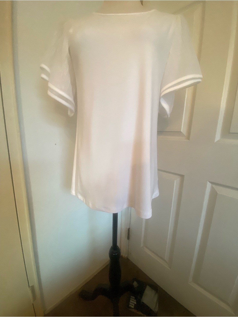 Joseph Ribkoff White Silky Mesh Bell Sleeves Top - Picture 4 of 14